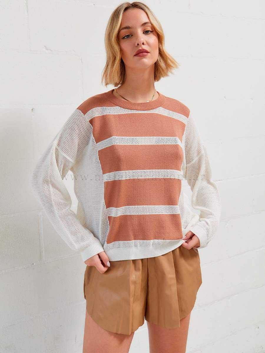 Sweater intarsia calado de...